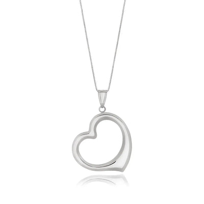 An image displaying 14k White Gold Floating Heart Drop Pendant by Orca Market