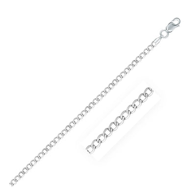 An image displaying Rhodium Plated 3.0mm Sterling Silver Curb Style Chain by Orca Market