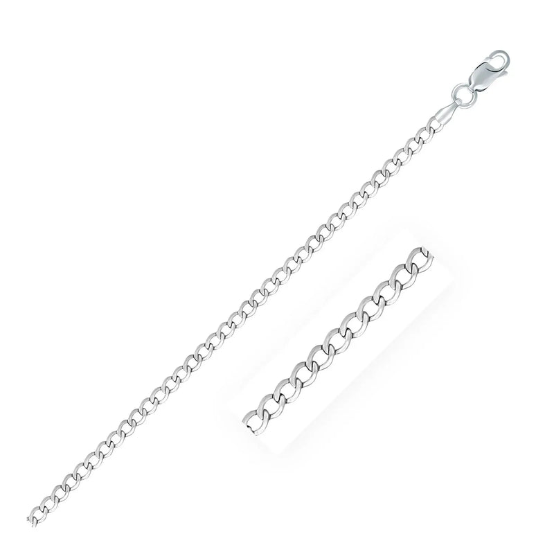 An image displaying Rhodium Plated 3.0mm Sterling Silver Curb Style Chain by Orca Market