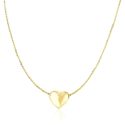 An image displaying 14k Yellow Gold Chain Necklace with Sliding Puffed Heart Charm by Orca Market