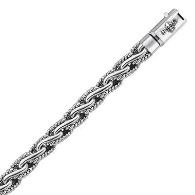 An image displaying Oxidized Sterling Silver Men's Chain Bracelet in a Cable Motif by Orca Market
