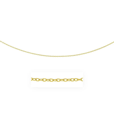 An image displaying 2.5mm 14k Yellow Gold Pendant Chain with Textured Links by Orca Market