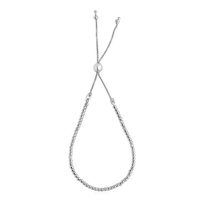 An image displaying Adjustable Fine Shiny Beaded Bracelet in Sterling Silver by Orca Market