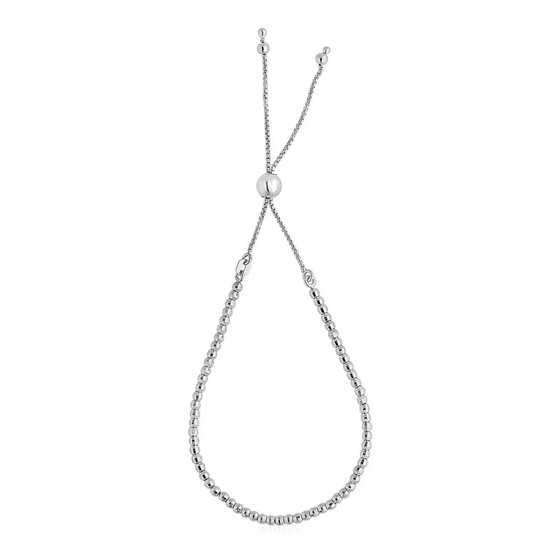 An image displaying Adjustable Fine Shiny Beaded Bracelet in Sterling Silver by Orca Market