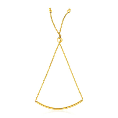 An image displaying 14k Yellow Gold Smooth Curved Bar Lariat Design Bracelet by Orca Market
