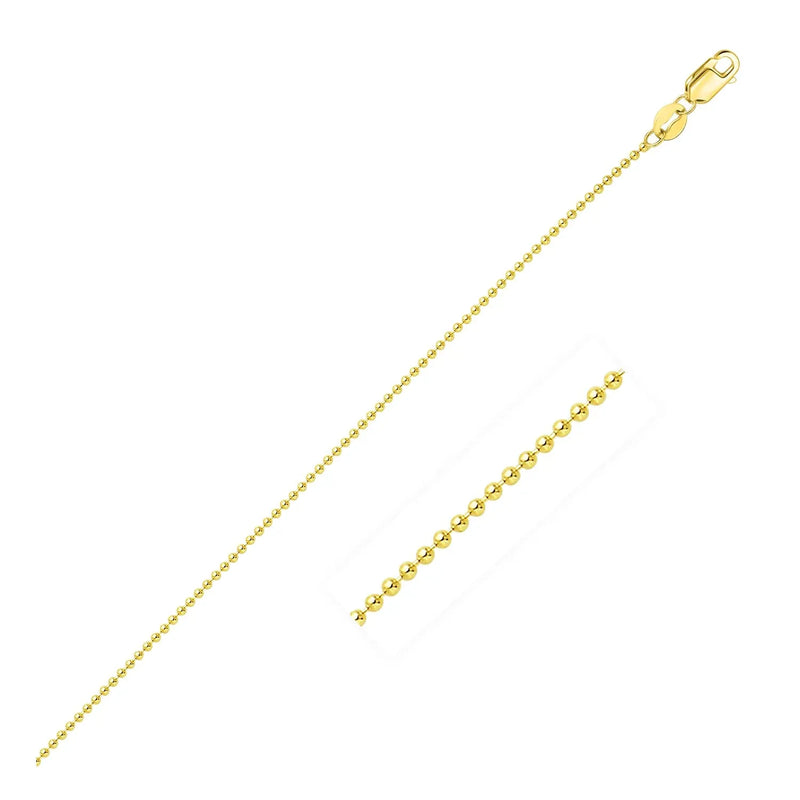 An image displaying 14k Yellow Gold Bead Chain 1.0mm by Orca Market