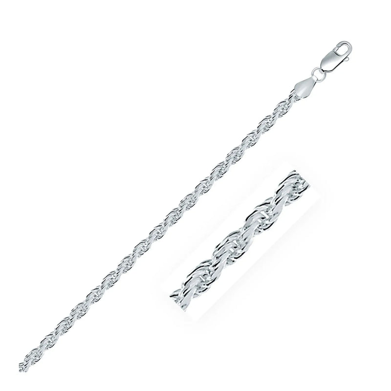 An image displaying Sterling Silver 3.6mm Diamond Cut Rope Style Chain by Orca Market