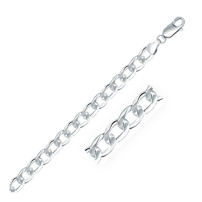 An image displaying Rhodium Plated 7.9mm Sterling Silver Curb Style Chain by Orca Market