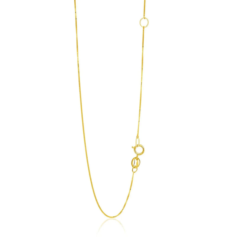 An image displaying 14k Yellow Gold Adjustable Box Chain 0.6mm by Orca Market