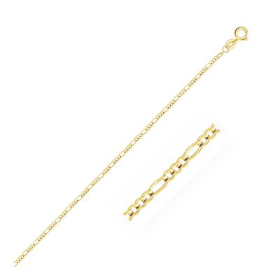 An image displaying 14k Yellow Gold Solid Figaro Chain 1.3mm by Orca Market