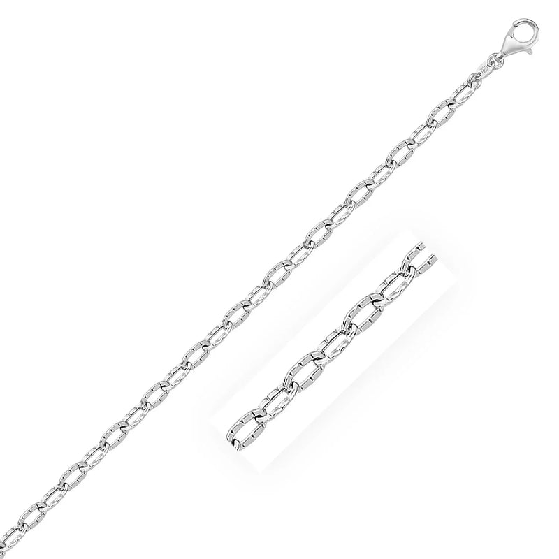 An image displaying 14k White Gold Anklet with Fancy Hammered Oval Links by Orca Market