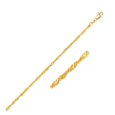An image displaying 14k Yellow Gold Singapore Chain 1.7mm by Orca Market