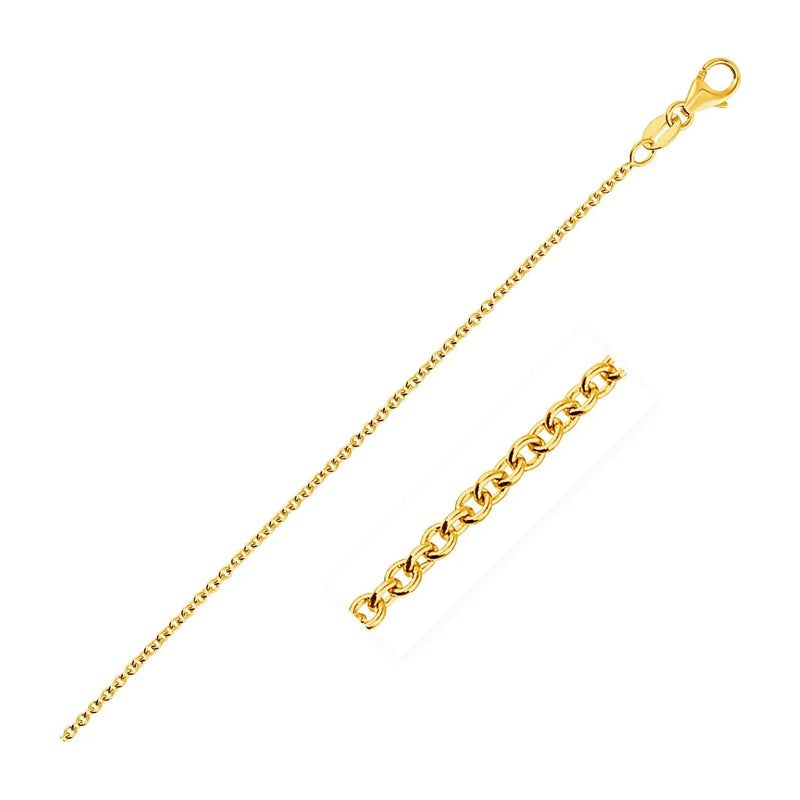 An image displaying 14k Yellow Gold Round Cable Link Chain 1.3mm by Orca Market