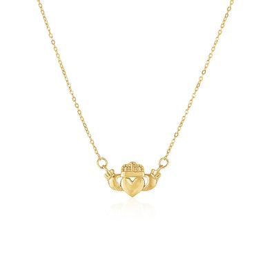 An image displaying 14k Yellow Gold Pendant with Claddagh Symbol by Orca Market