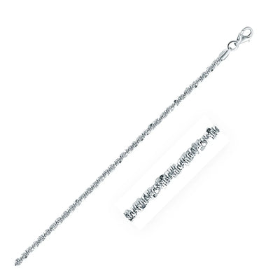 An image displaying Rhodium Plated 2.2mm Sterling Silver Sparkle Style Chain by Orca Market