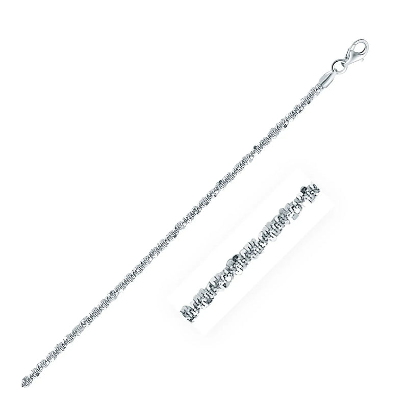 An image displaying Rhodium Plated 2.2mm Sterling Silver Sparkle Style Chain by Orca Market