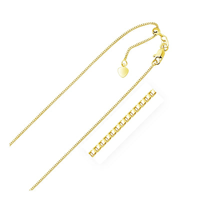 An image displaying 14k Yellow Gold Adjustable Box Chain 0.85mm by Orca Market