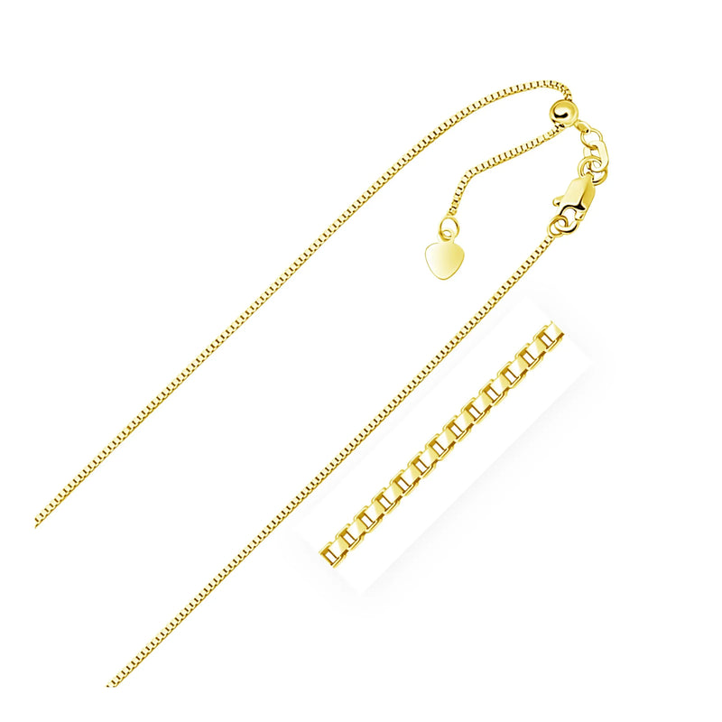 An image displaying 14k Yellow Gold Adjustable Box Chain 0.85mm by Orca Market
