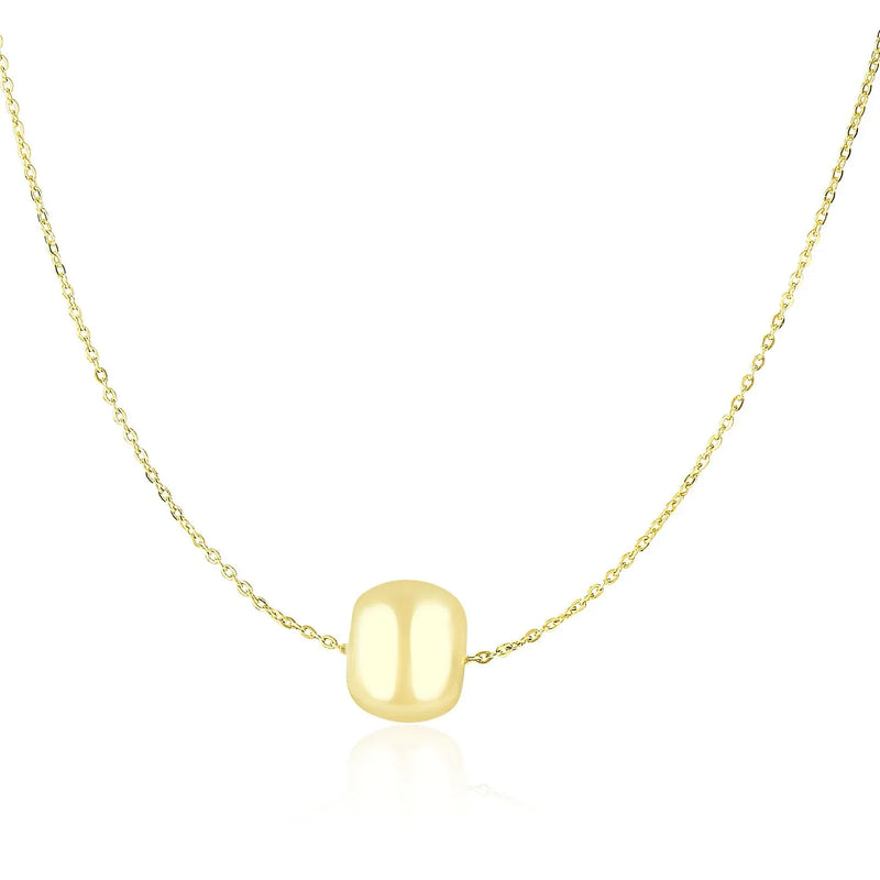 An image displaying 14k Yellow Gold Necklace with Shiny Barrel Bead Charm by Orca Market