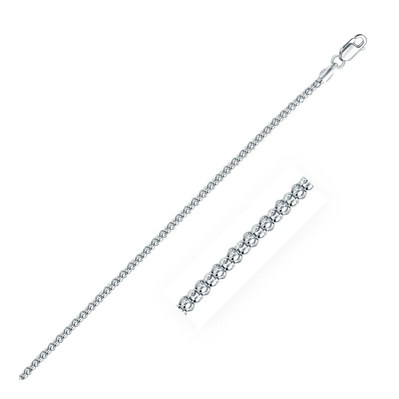 An image displaying Rhodium Plated 2.5mm Sterling Silver Popcorn Style Chain by Orca Market