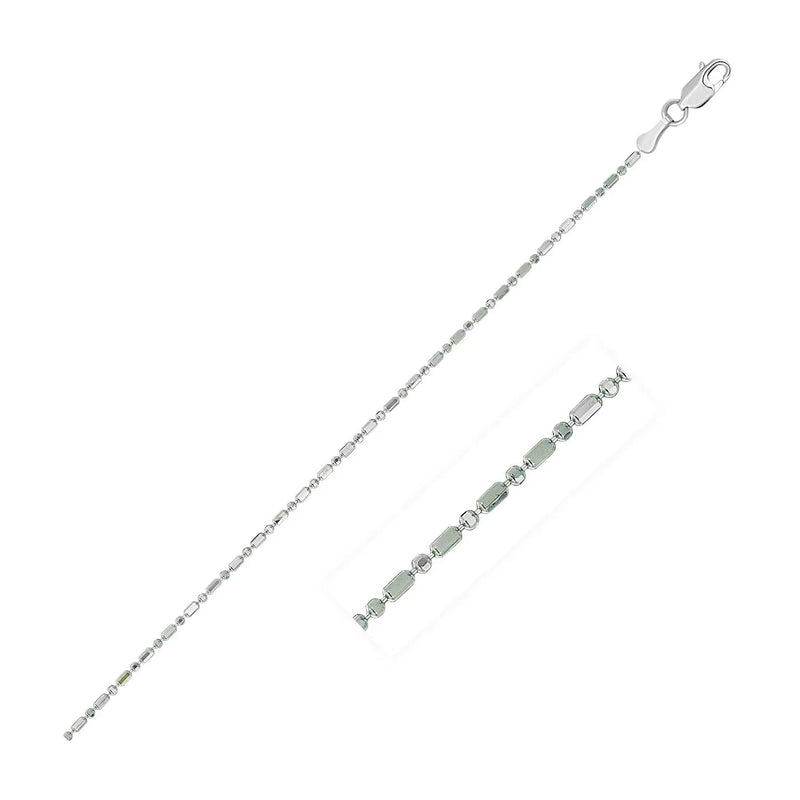 An image displaying 14k White Gold Diamond-Cut Bead Chain 1.0mm by Orca Market