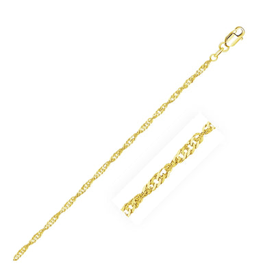 An image displaying 2.1mm 14k Yellow Gold Singapore Bracelet by Orca Market