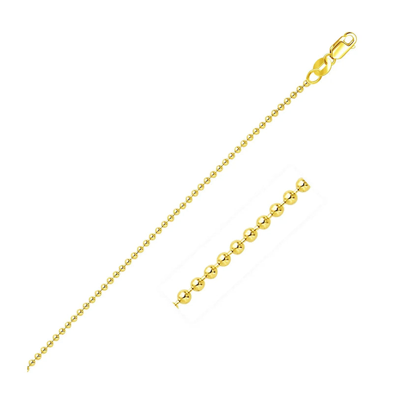 An image displaying 14k Yellow Gold Bead Chain 1.5mm by Orca Market
