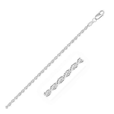 An image displaying Sterling Silver 2.9mm Diamond Cut Rope Style Chain by Orca Market