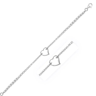 An image displaying 14k White Gold Cable Chain Anklet with Open Heart Station by Orca Market