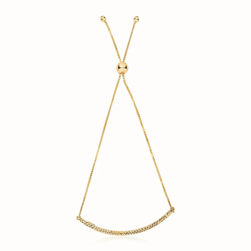 An image displaying 14k Yellow Gold Chain Bar Lariat Style Bracelet by Orca Market