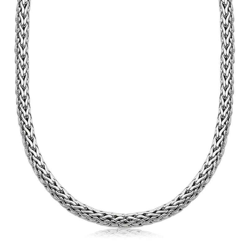 An image displaying Oxidized Sterling Silver Wheat Style Chain Men&