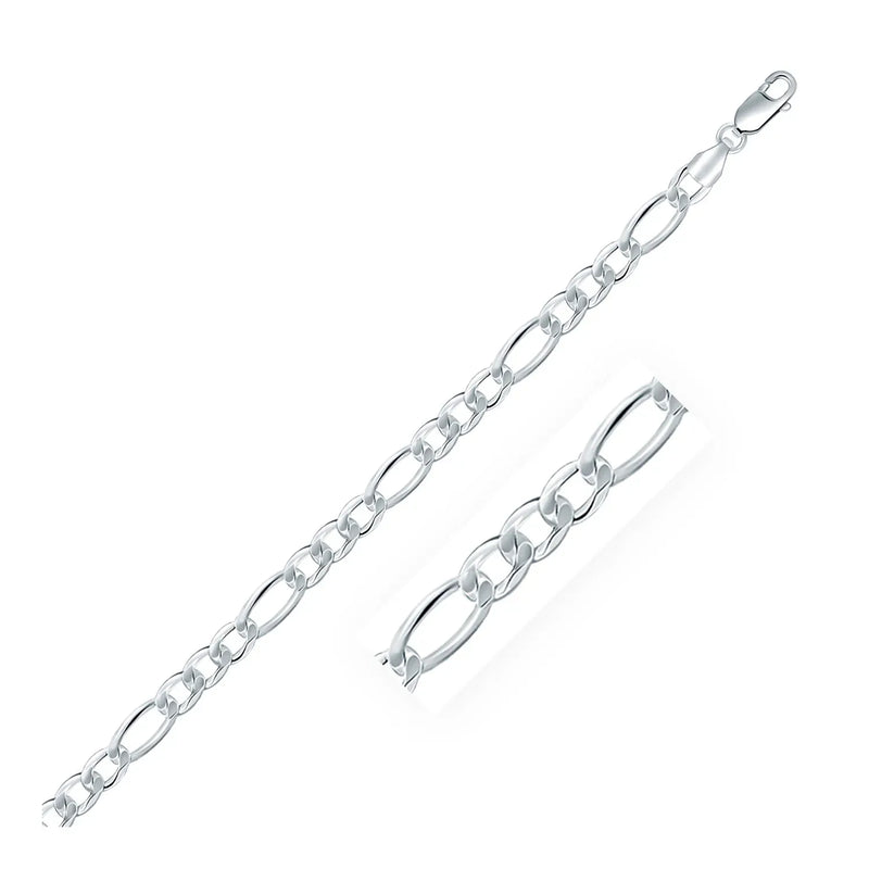 An image displaying Rhodium Plated 5.5mm Sterling Silver Figaro Style Chain by Orca Market