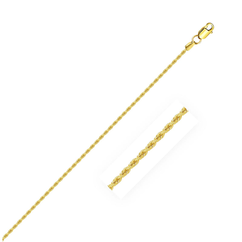 An image displaying 14k Yellow Gold Solid Rope Chain 1.25mm by Orca Market