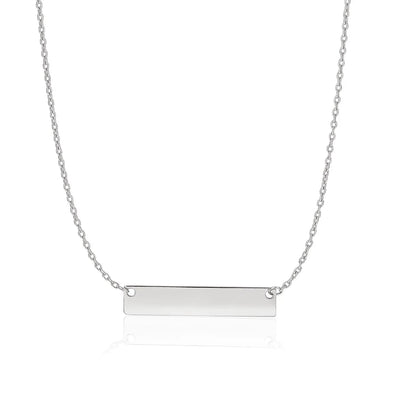 An image displaying 14k White Gold Smooth Flat Horizontal Bar Style Necklace by Orca Market