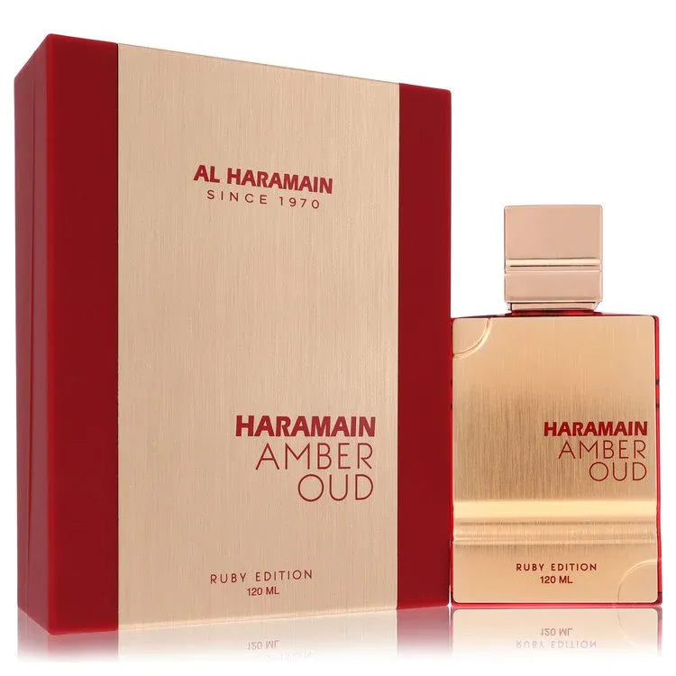 An image displaying Al Haramain Amber Oud Ruby by Al Haramain Eau De Parfum Spray 6.7 oz for Women by Al Haramain