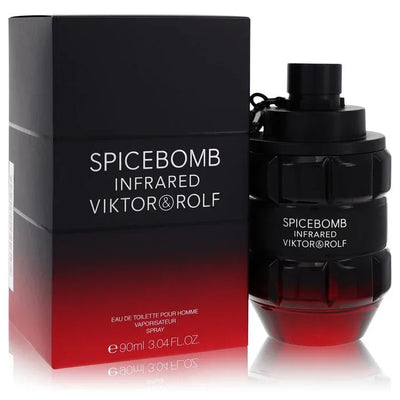 An image displaying Spicebomb Infrared by Viktor & Rolf Eau De Parfum Spray 3 oz for Men by Viktor & Rolf