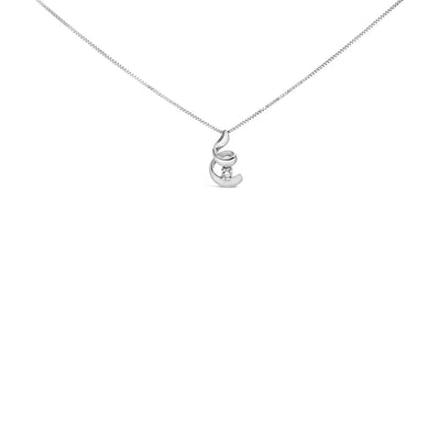 An image displaying 10K White Gold 1/10 Cttw Diamond Solitaire Spiral 18" Pendant Necklace (I-J Color, I2-I3 Clarity) by Infinite Jewels