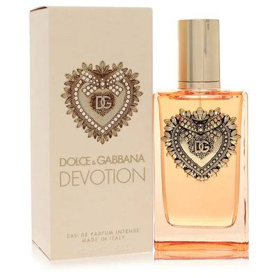 An image displaying Dolce & Gabbana Devotion Intense by Dolce & Gabbana Eau De Parfum Spray 3.3 oz for Women by Dolce & Gabbana