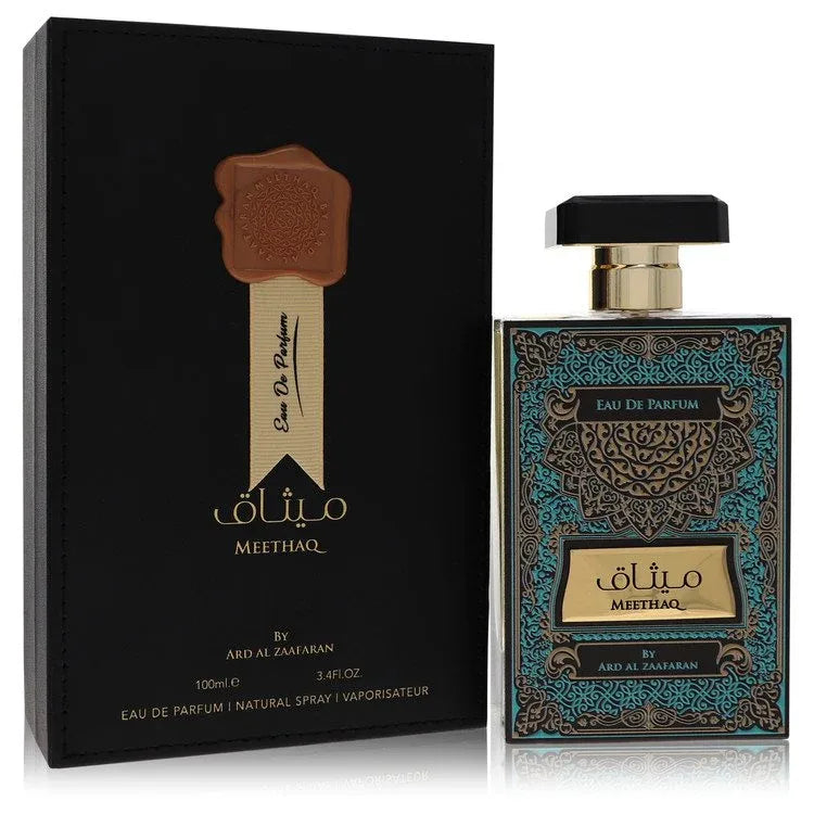 An image displaying Ard Al Zaafaran Meethaq by Al Zaafaran Eau De Parfum Spray 3.4 oz for Men by Al Zaafaran