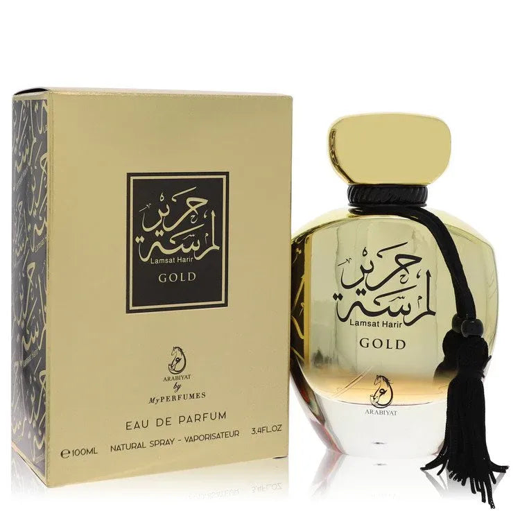 An image displaying Arabiyat Lamsat Harir Gold by My Perfumes Eau De Parfum Spray 3.4 oz for Women by My Perfumes
