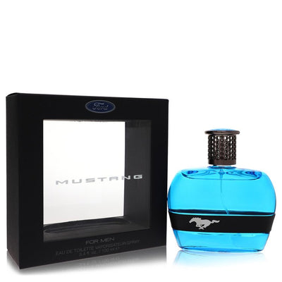 An image displaying Ford Mustang Blue by Estee Lauder Eau De Toilette Spray 3.4 oz for Men by Estee Lauder