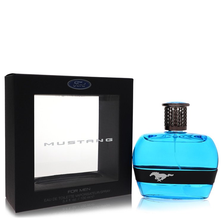 An image displaying Ford Mustang Blue by Estee Lauder Eau De Toilette Spray 3.4 oz for Men by Estee Lauder