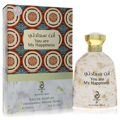 An image displaying Arabiyat You Are My Happiness by My Perfumes Eau De Parfum Spray (Unisex) 3.4 oz for Men by My Perfumes