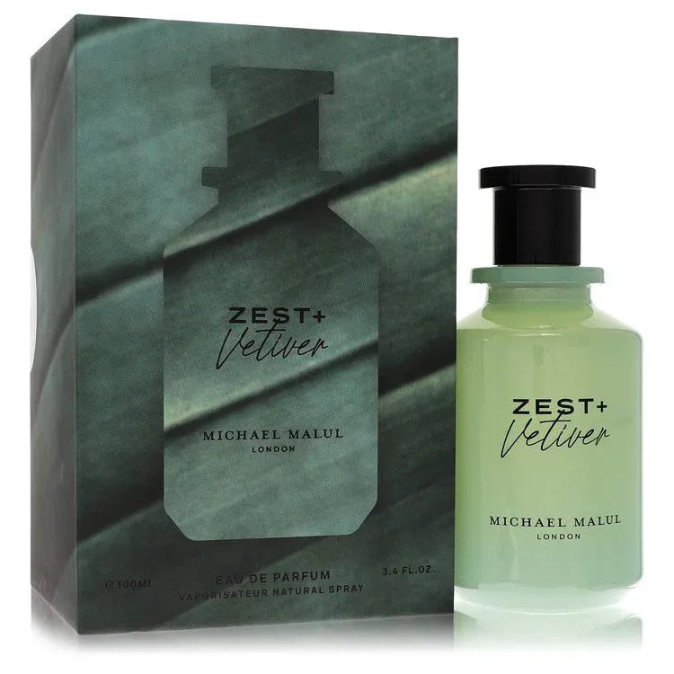 An image displaying Michael Malul Zest + Vetiver by Michael Malul Eau De Parfum Spray 3.4 oz for Men by Michael Malul