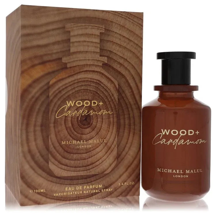 An image displaying Michael Malul Wood + Cardamom by Michael Malul Eau De Parfum Spray 3.4 oz for Men by Michael Malul