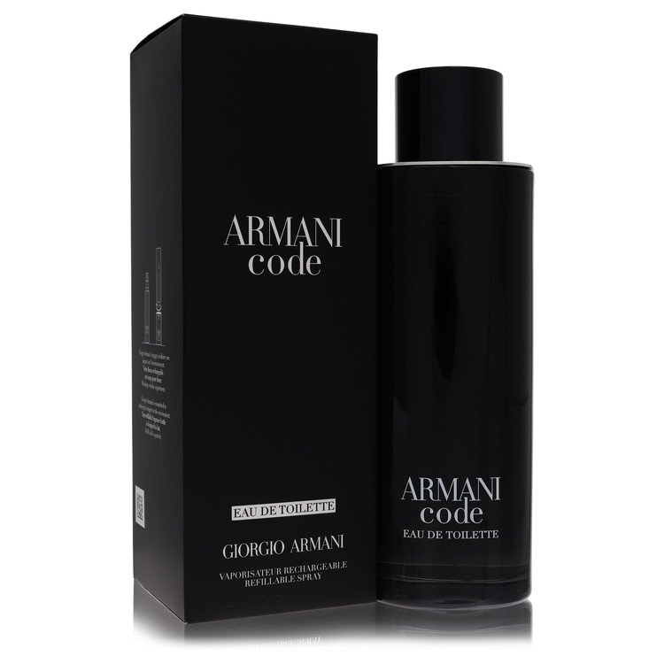 An image displaying Armani Code by Giorgio Armani Eau De Toilette Spray Refillable 6.7 oz for Men by Giorgio Armani