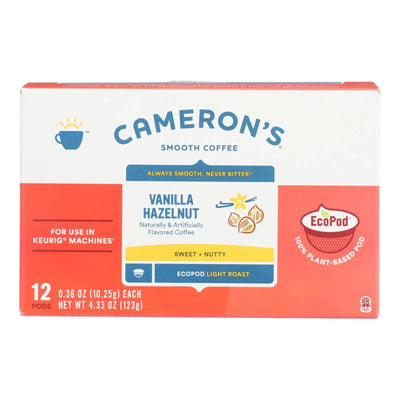 An image displaying Cameron's Specialty Coffee Vanilla Hazelnut Light Roast Coffee Pods - Case Of 6 - 12 Ct by Cameron's Coffee