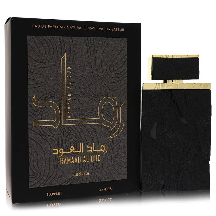 An image displaying Lattafa Ramaad Al Oud by Lattafa Eau De Parfum Spray 3.4 oz for Men by Lattafa
