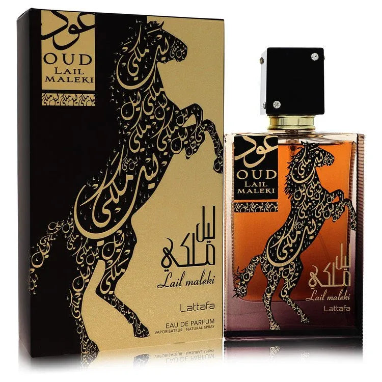 An image displaying Lattafa Oud Lai Maleki by Lattafa Eau De Parfum Spray 3.4 oz for Men by Lattafa