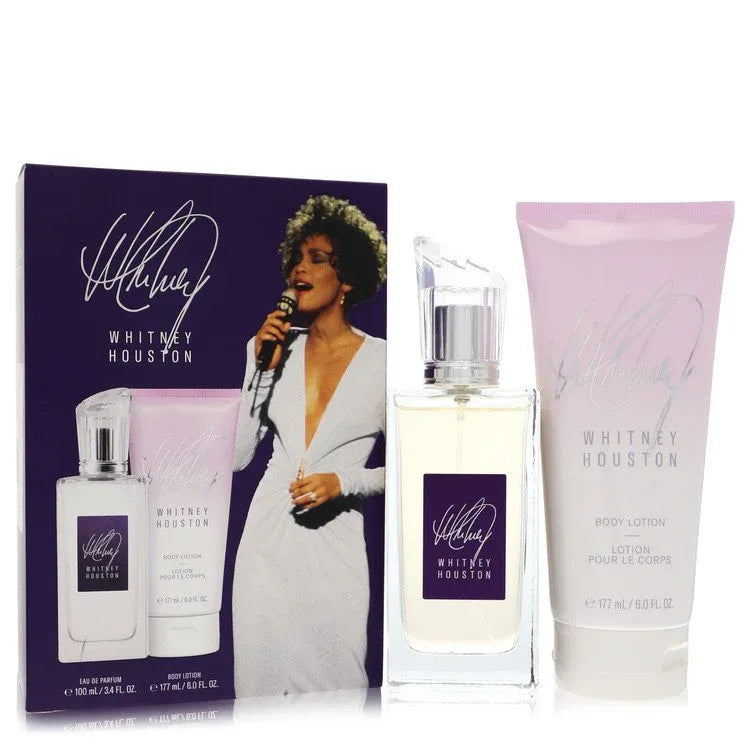An image displaying Whitney Houston by Whitney Houston Gift Set -- 3.4 oz Eau De Parfum Spray + 6 oz Body Lotion for Women by Whitney Houston